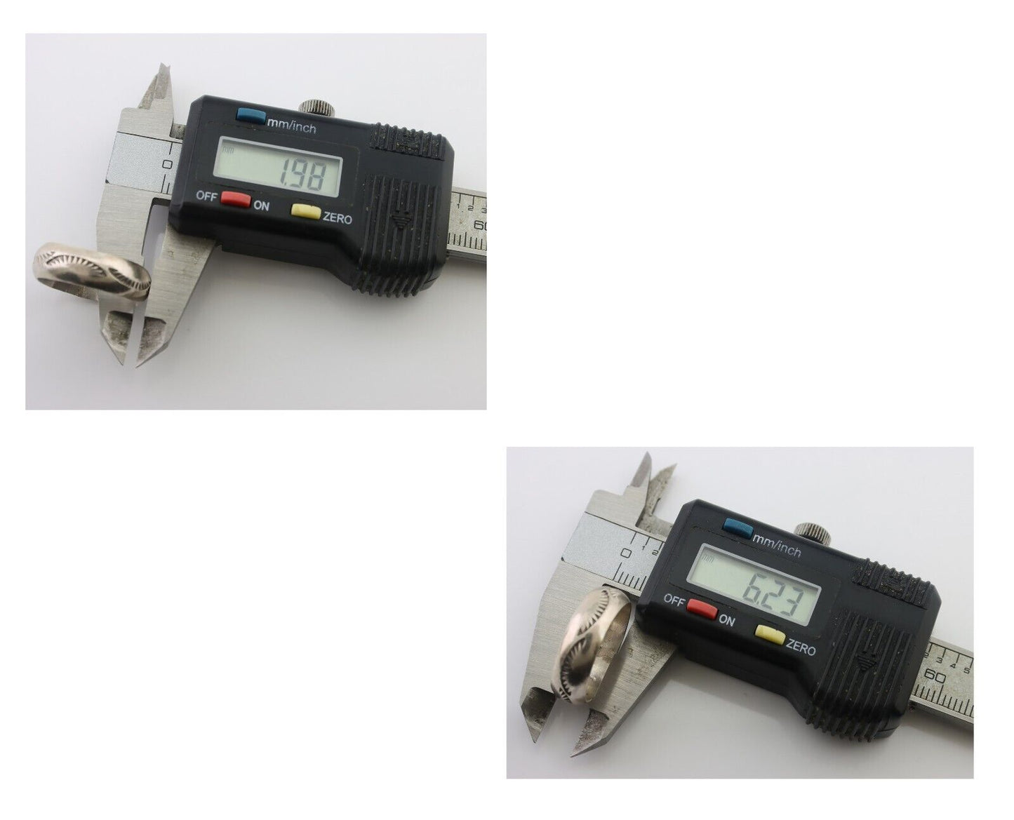 Navajo Hand Stamped Band 925 Silver 6.0 mm Signed Larry Chavez Size 6.5 C.80's