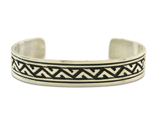 Navajo Bracelet 925 Silver Artist Signed Thomas Singer Cuff Made in the 1980's