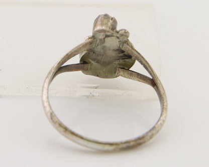 Navajo Handmade Ring 925 Silver Turquoise & Coral Native Artist C.80's