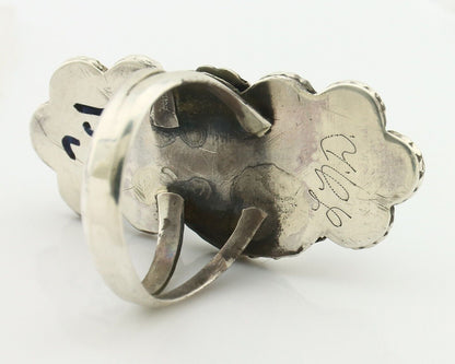 Navajo Ring .925 Silver Kingman Turquoise Aritst Signed LD C.1980's