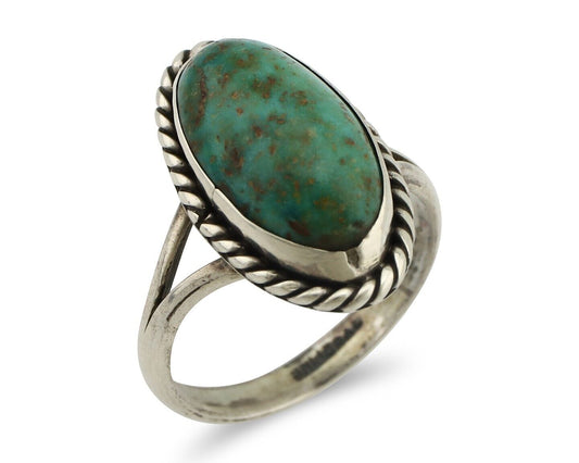 Navajo Ring 925 Silver Kingman Turquoise Native American Artist C.80's