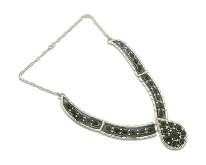 Vintage Navajo Necklace 925 Silver Natural Onyx Artist Signed ATP