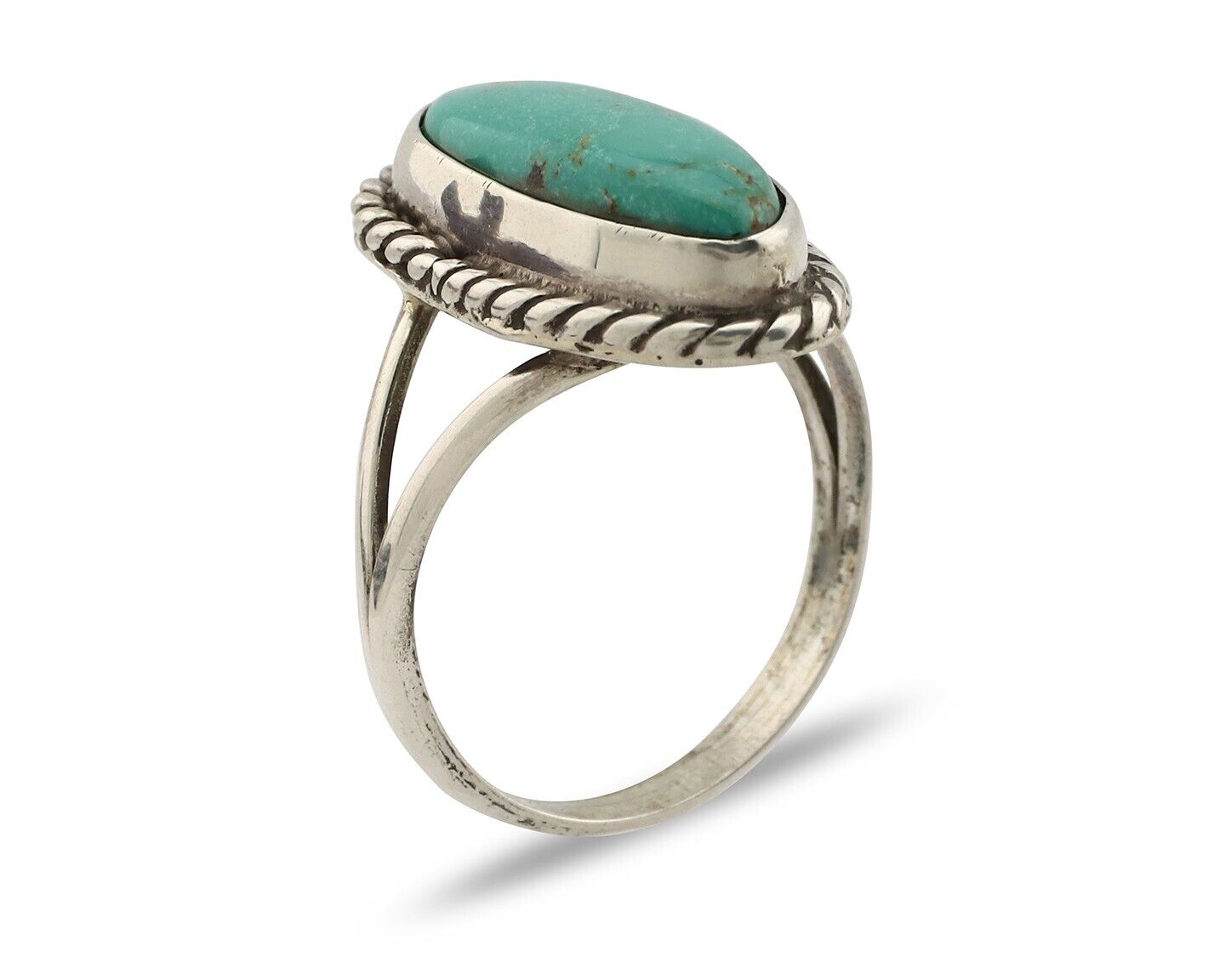 Navajo Ring 925 Silver Kingman Turquoise Artist Signed M Montoya C.80's