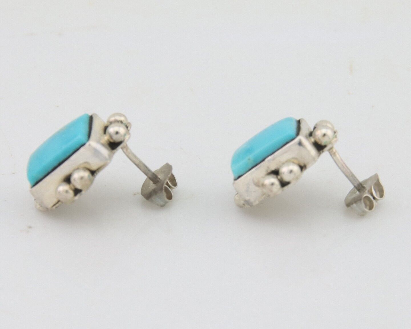 Navajo Dangle Earrings 925 Natural Turquoise Signed Wilson Padilla C.80's