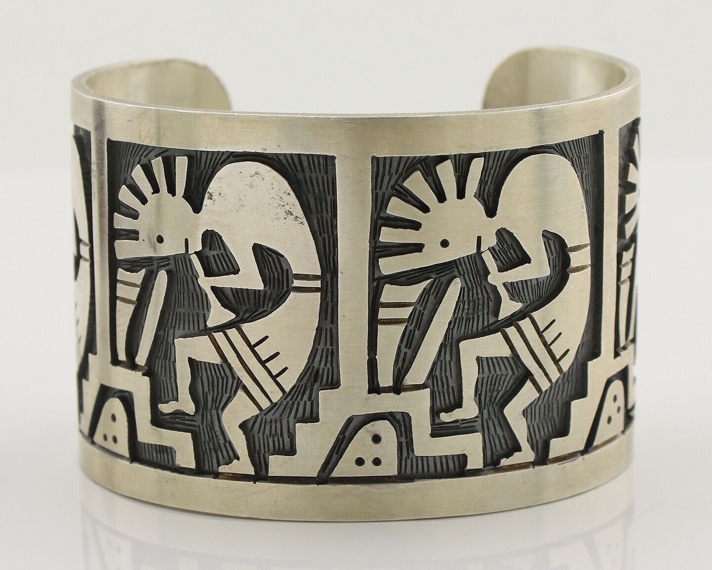 Navajo Kokopelli Bracelet 925 Silver Native American Artist Handmade C.80's