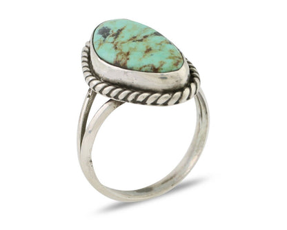 Navajo Ring 925 Silver Kingman Turquoise Artist Signed Rabbit Sticks C.80's