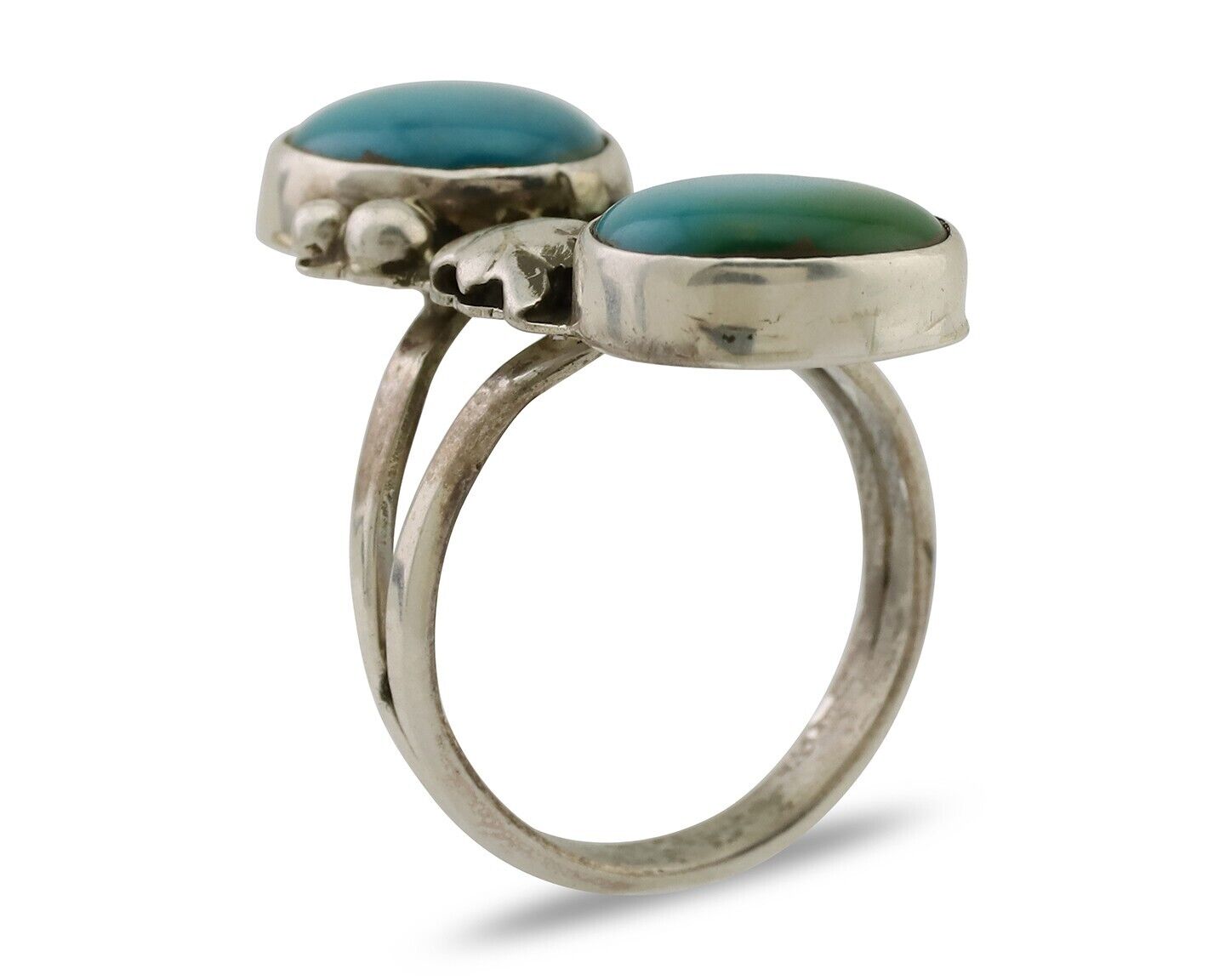 Navajo Ring 925 Silver Kingman Turquoise Artist Signed L C.80's