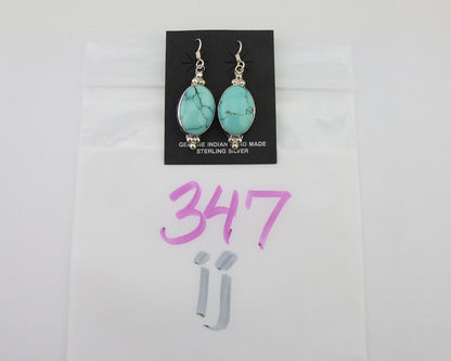 Navajo Dangle Earrings 925 Natural Turquoise Native Inca Mfg C.80's