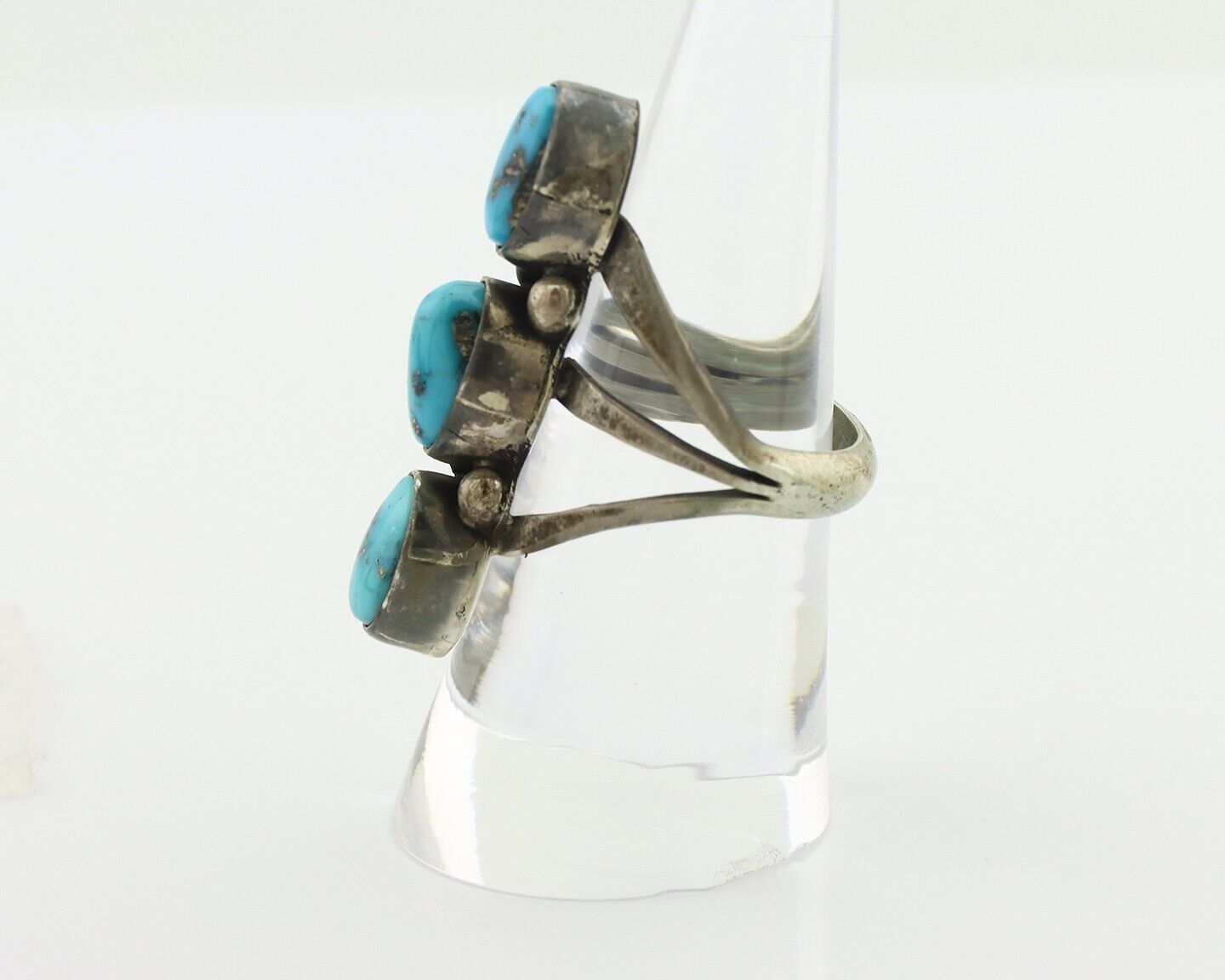 Navajo Ring 925 Silver Natural Blue Turquoise Native American Artist C.80's