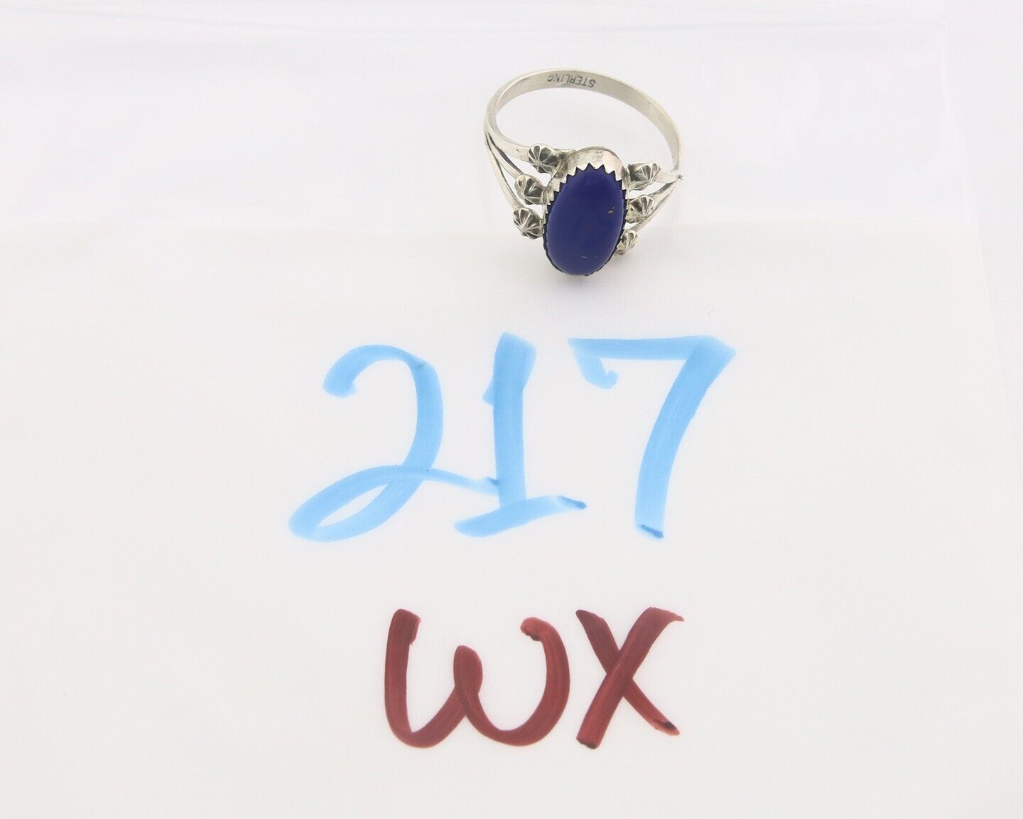 Navajo Ring 925 Sterling Natural Lapis Handmade Native Artist C.80's