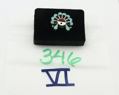 Vintage Zuni Ring 925 Sterling Silver Natural Gemstone Size 7.25