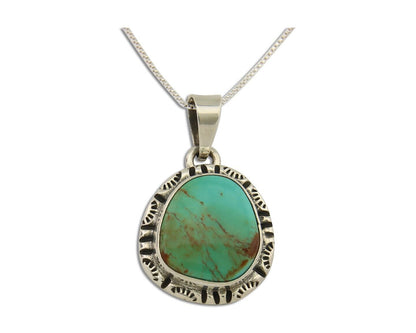 Navajo Necklace 925 Silver Natural Turquoise Artist Signed Gecko C.80's