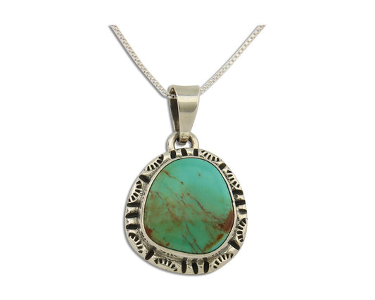 Navajo Necklace 925 Silver Natural Turquoise Artist Signed Gecko C.80's