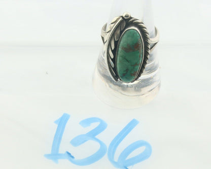 Navajo Ring 925 Sterling Blue Turquoise Artist Signed Sunset C.80's