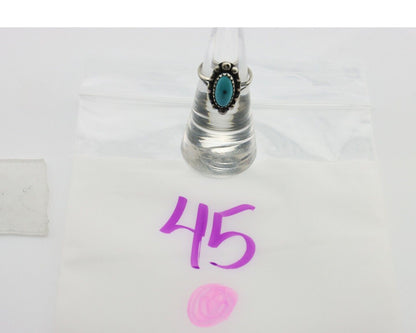 Navajo Ring 925 Silver Sleeping Beauty Turquoise Artist Signed SC C.80's