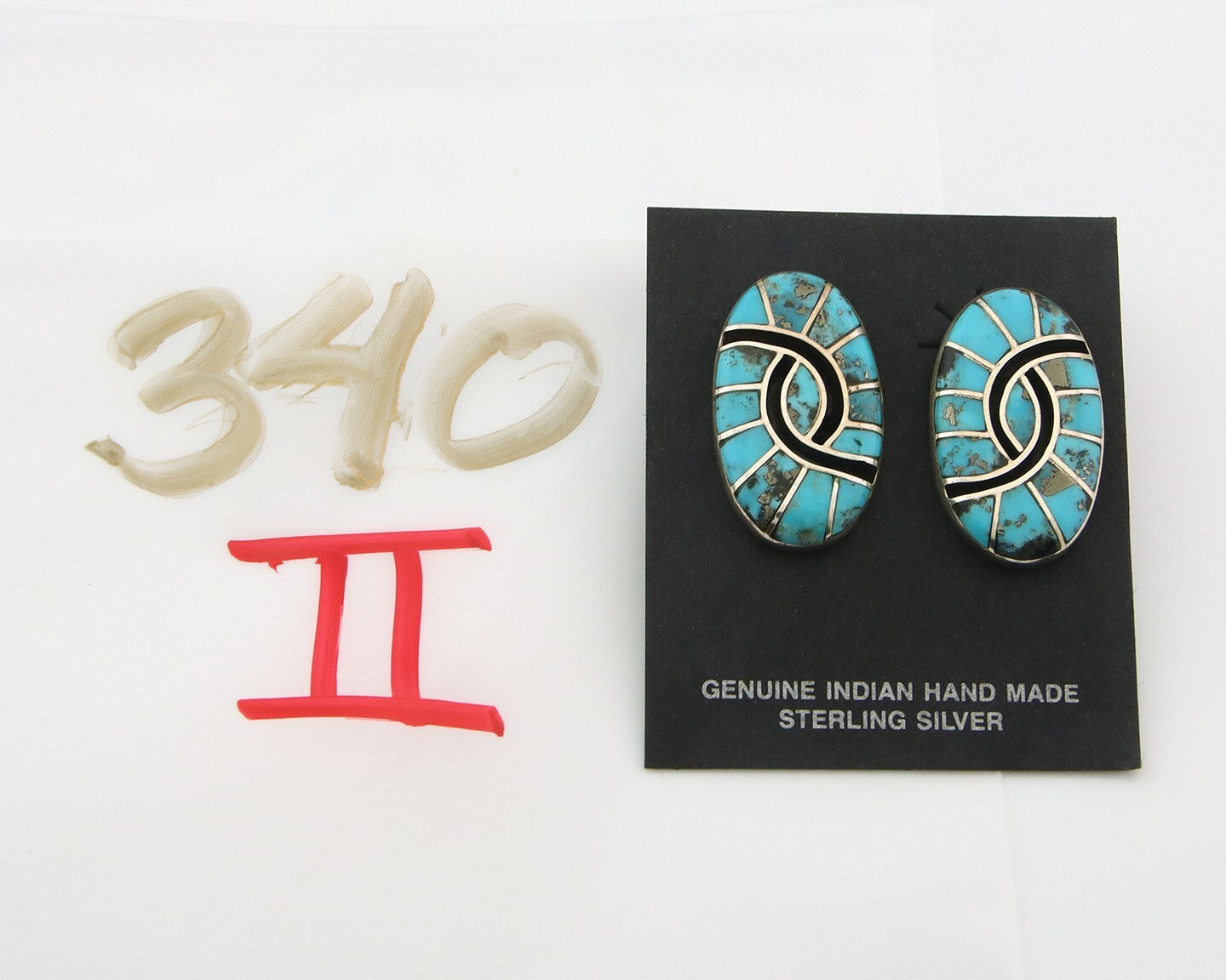 Navajo Earrings 925 Silver Natural Morenci Turquoise Native Artist C.80's