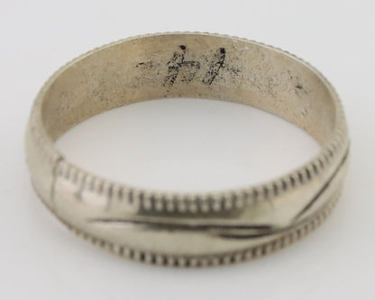 Navajo Hand Stamped Band 925 Silver 6.0 mm Native Artist Size 11.75 C.80's