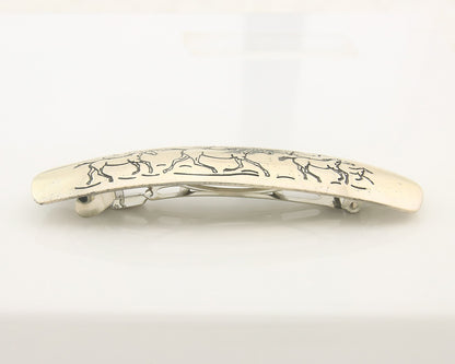 Vintage Navajo Horse Barrette 925 Sterling Silver Hand Stamped Signed B Webb
