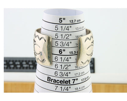 Navajo Bracelet 925 Silver Mine 8 Turquoise Cuff Native American Artist C.80's