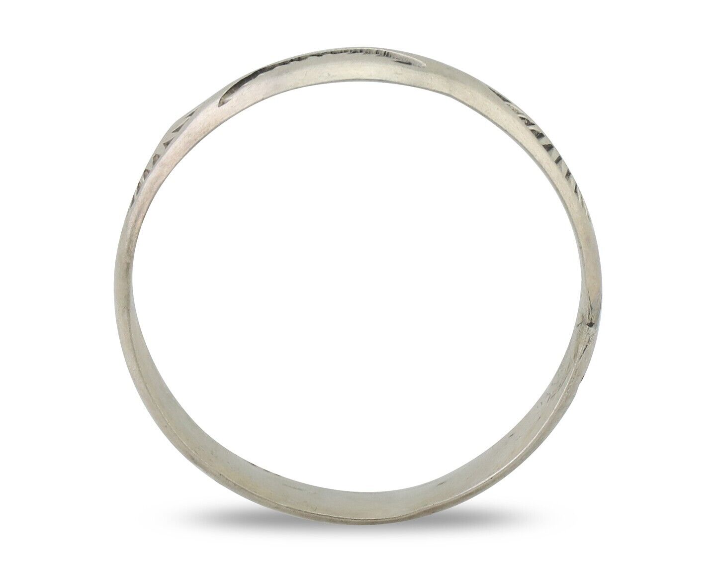 Navajo Hand Stamped Band 925 Silver 5.0 mm Signed Larry Chavez Size 12.25 C.80's