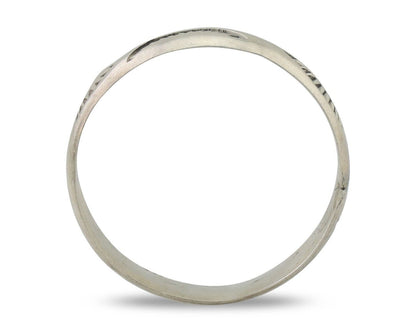 Navajo Hand Stamped Band 925 Silver 5.0 mm Signed Larry Chavez Size 12.25 C.80's