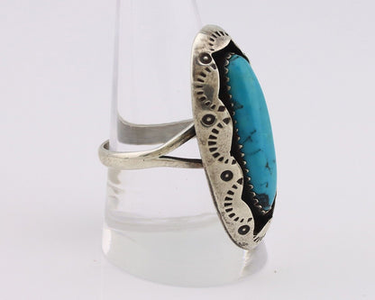 Navajo Ring 925 Silver Arizona Turquoise Artist Signed Windmill C.80's