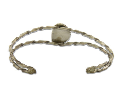 Navajo Bracelet .925 Silver Mediterranean Red Coral Cuff Native Artist C.80's