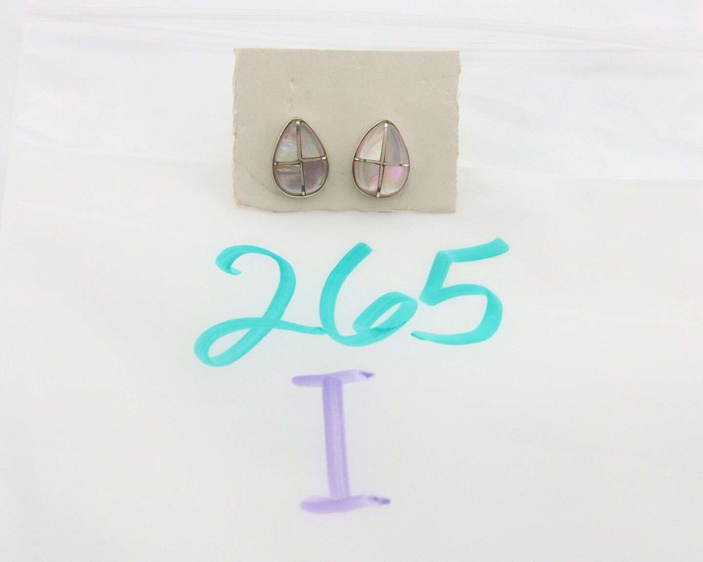 Navajo Earrings 925 Silver Pink Mussel Native American Artist C.80's