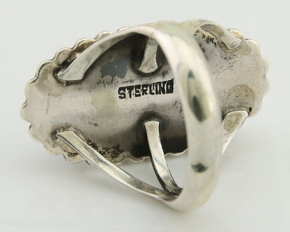 Navajo Shield Ring 925 Silver Arizona Turquoise Native Artist C.80's