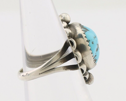 Navajo Ring 925 Silver Sleeping Beauty Turquoise Artist Signed SC C.80's