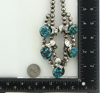 Navajo Necklace Blue Turquoise Vintage Handmade Signed S Emerson C.80's
