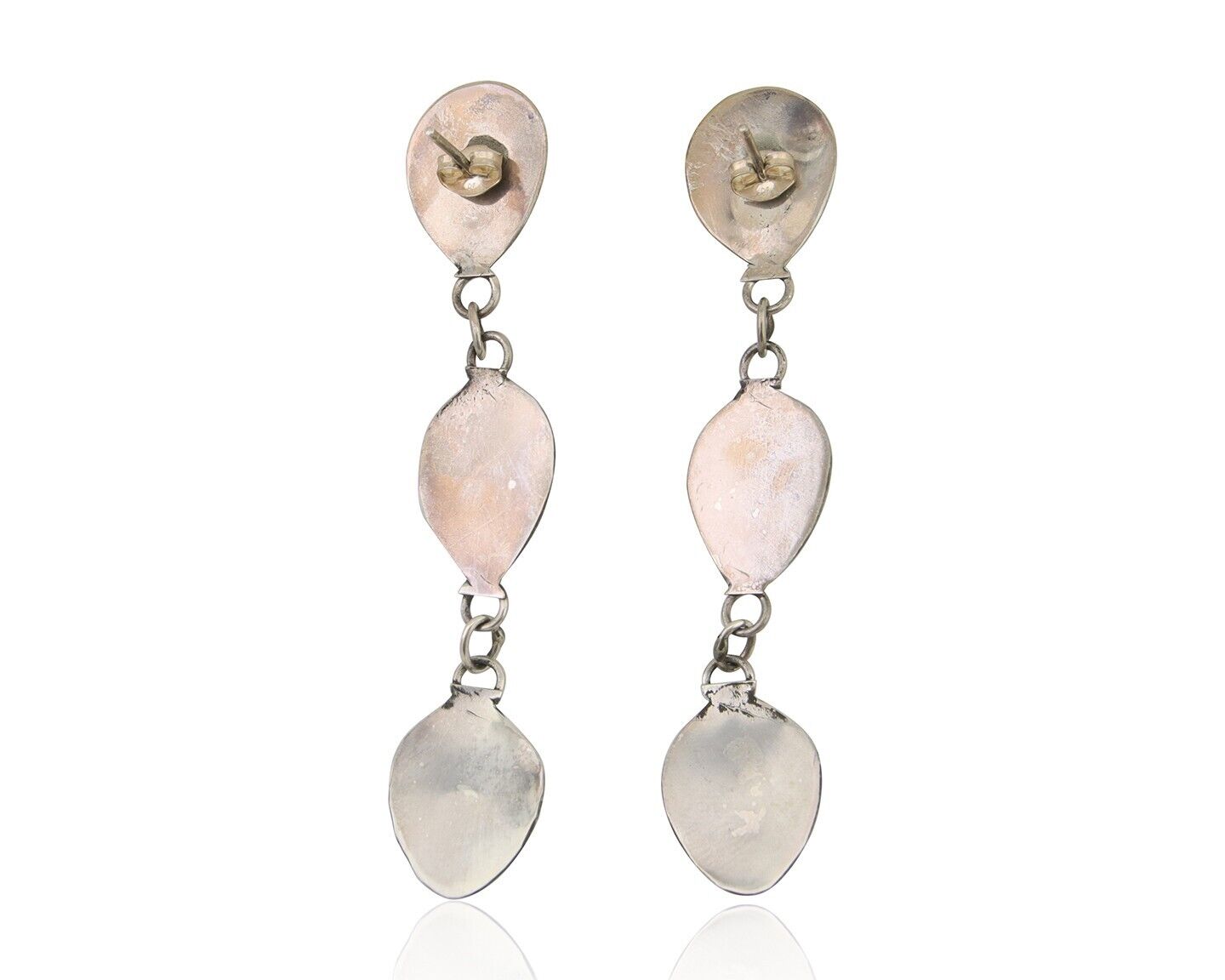 Navajo Paw Earrings 925 Silver Kingman Turquoise Native American Artist C.80's