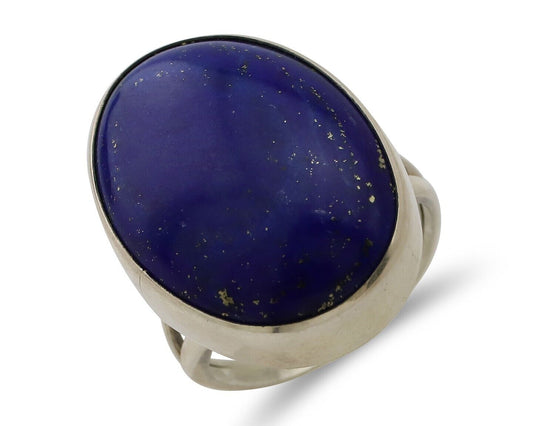 Navajo Handmade Ring 925 Silver Natural Lapis Lazuli Artist Signed NAKAI C.80's