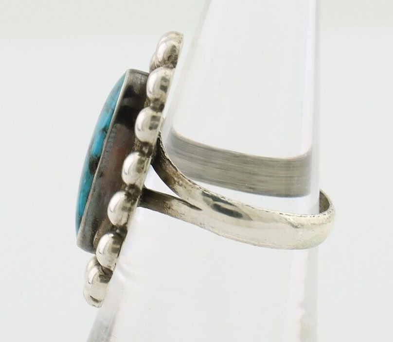 Navajo Ring 925 Silver Blue Turquoise Native American Artist C.80's