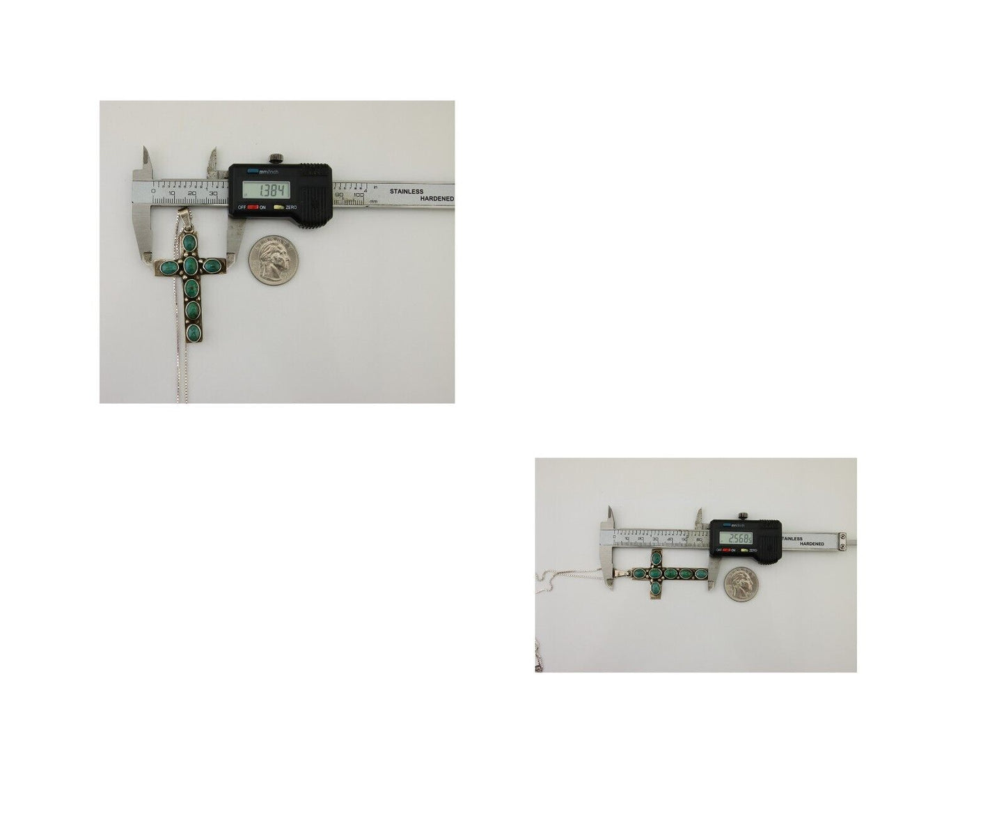 Navajo Cross Pendant 925 Silver Turquoise Artist Signed C Montoya C.80's