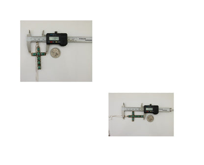 Navajo Cross Pendant 925 Silver Turquoise Artist Signed C Montoya C.80's