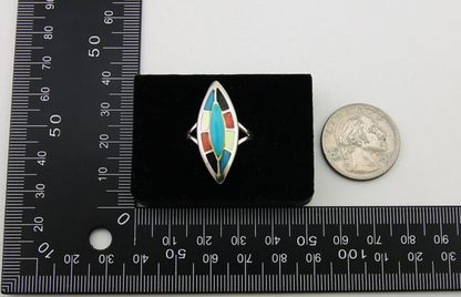 Navajo Ring 925 Silver Turquoise Shell Onyx Spiney Oyster Native Artist C.80's