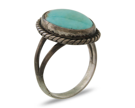 Navajo Handmade Ring 925 Silver Natural Turquoise Native Artist C.80's