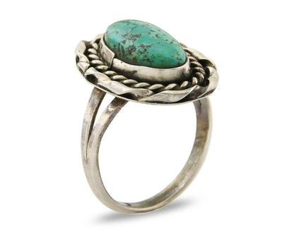 Navajo Ring 925 Sterling Natural Mined Arizona Turquoise C.80's Size 7.5