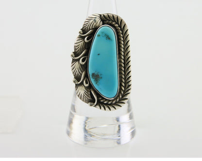 Navajo Ring 925 Silver Natural Blue Turquoise Artist Signed Thomas C.80's