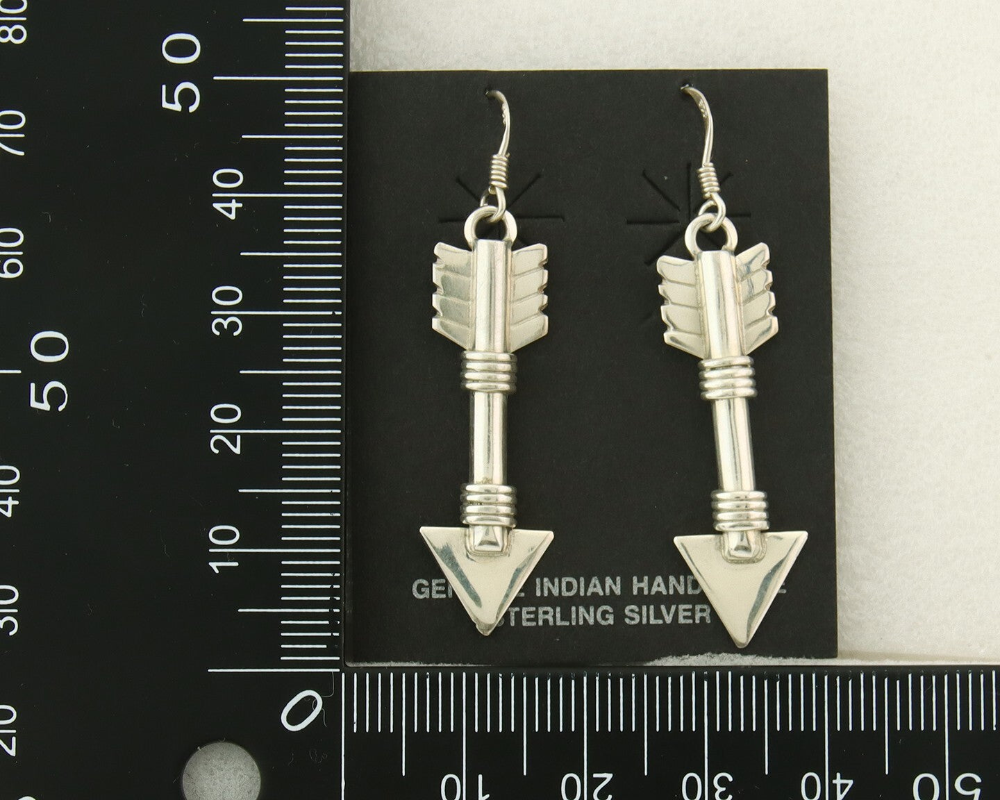 Navajo Handmade Arrow Earrings 925 Silver Artist Signed M C.80's