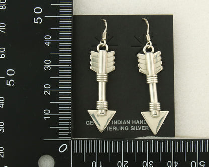 Navajo Handmade Arrow Earrings 925 Silver Artist Signed M C.80's