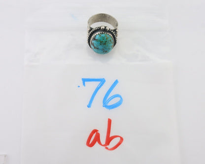 Navajo Ring 925 Silver Blue Gem Turquoise Native American Artist C.80's