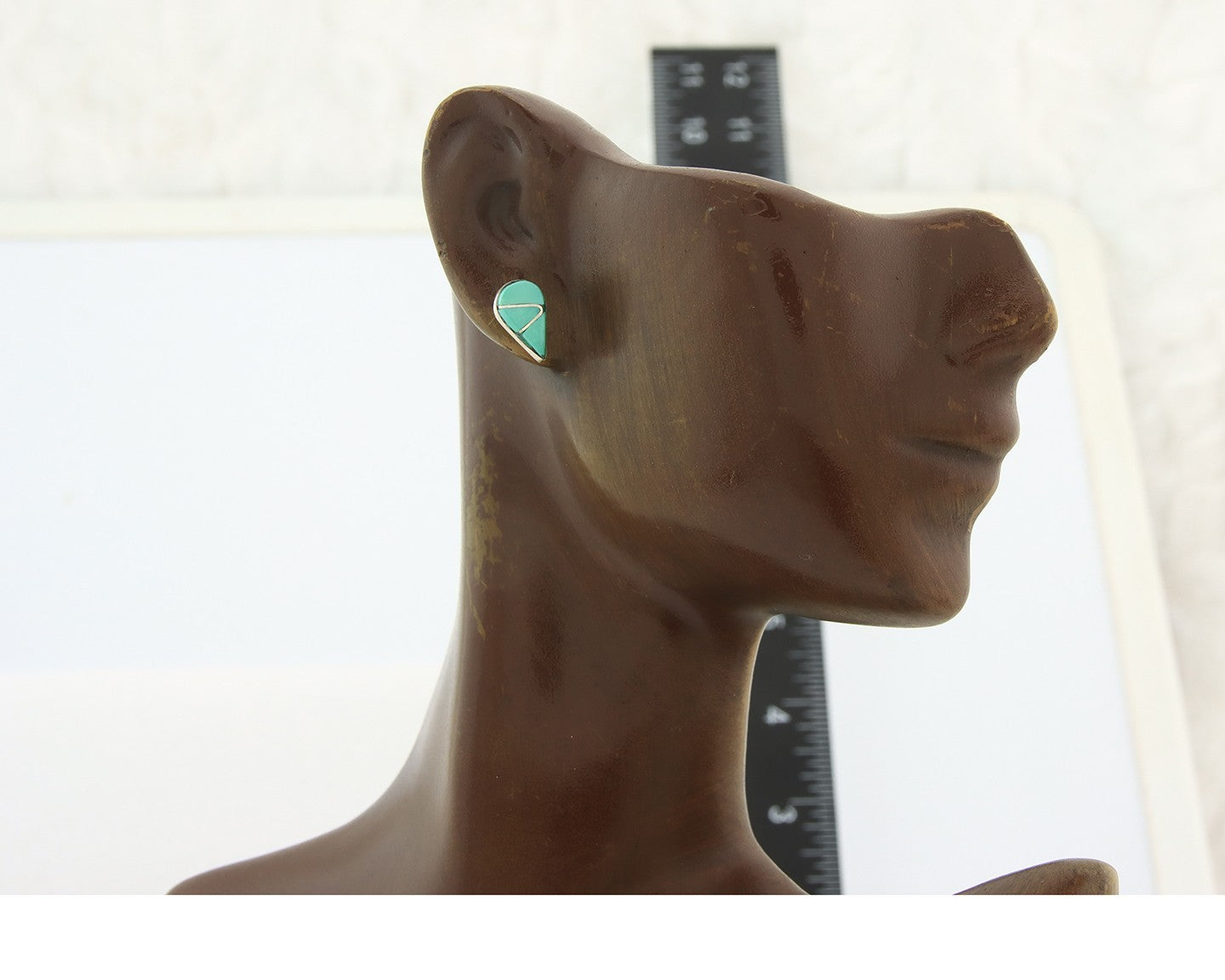 Navajo Earrings Sterling Silver Inlaid Turquoise Vintage