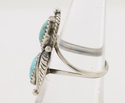 Navajo Ring 925 Silver Natural Blue Turquoise Native Artist Signed M C.80's