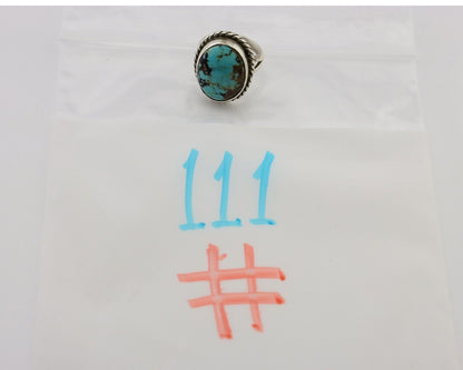 Navajo Ring 925 Silver Kingman Turquoise Native American Artist C.80's
