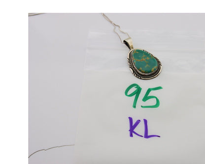 Navajo Necklace 925 Silver Natural Blue Turquoise Artist Signed Mike Begay C.80s