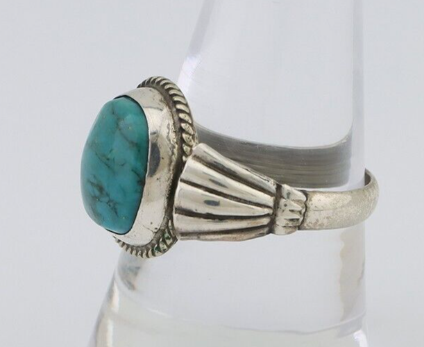 Navajo Handmade Ring 925 Silver Blue Turquoise Native American Artist C.80's