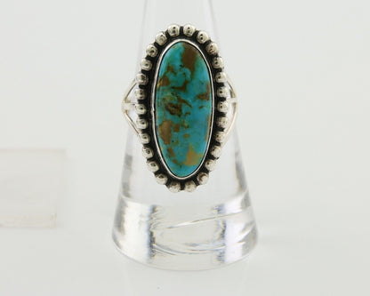 Navajo Shield Ring 925 Silver Arizona Turquoise Native Artist C.80's