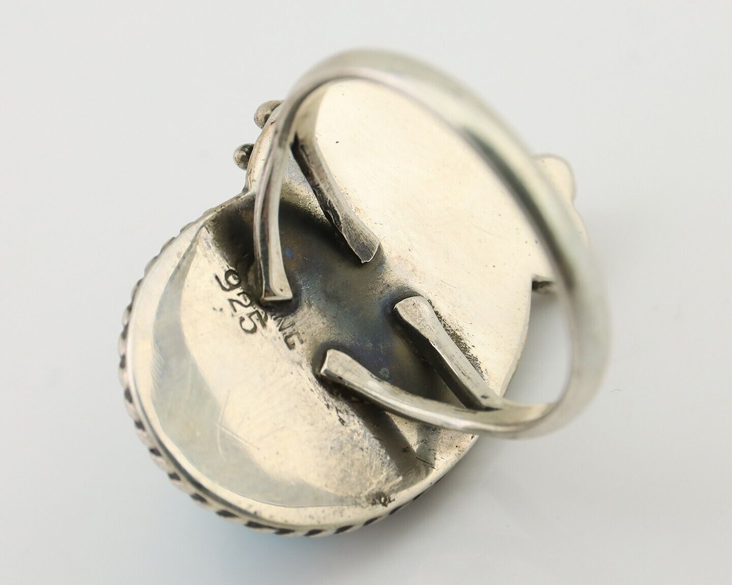 Navajo Ring 925 Silver Sleeping Beauty Turquoise Native Artist SC C.80's
